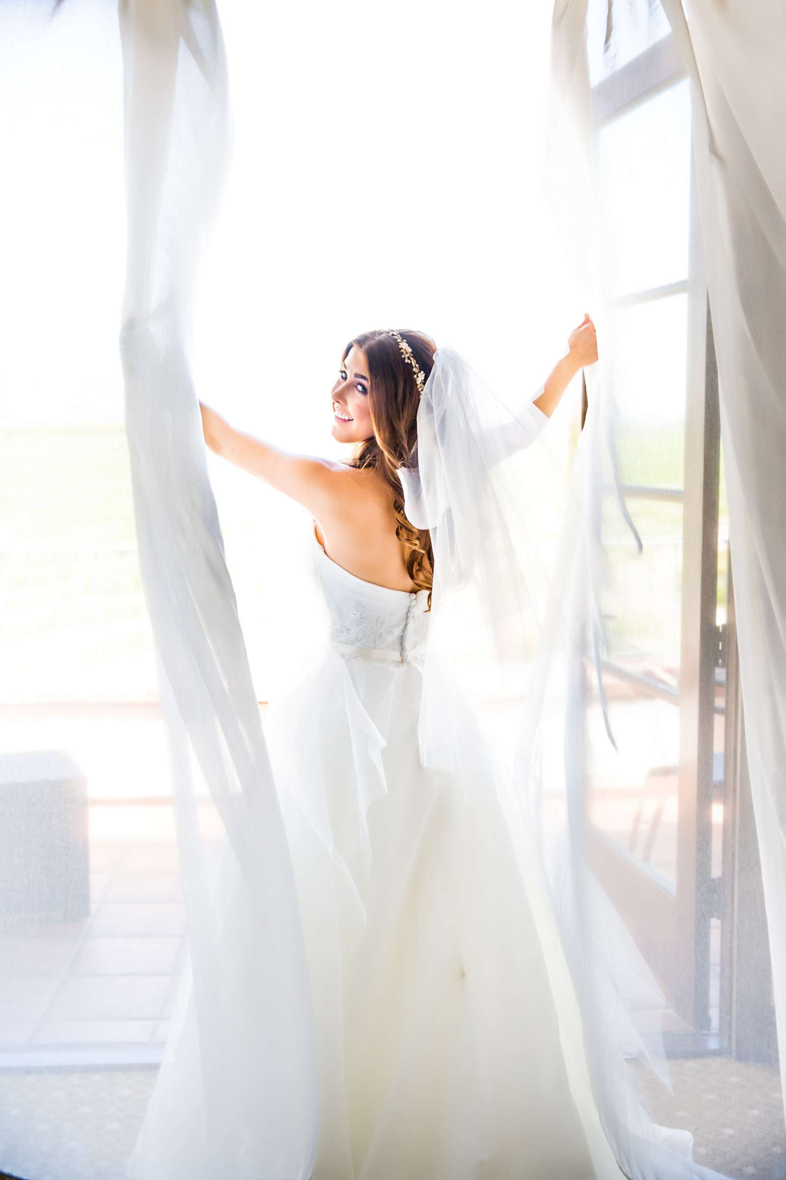 White colors, Bride at Ponte Estate Winery Wedding coordinated by Seven Stems Floral Design & Events, Jennifer and Justin Wedding Photo #42 by True Photography