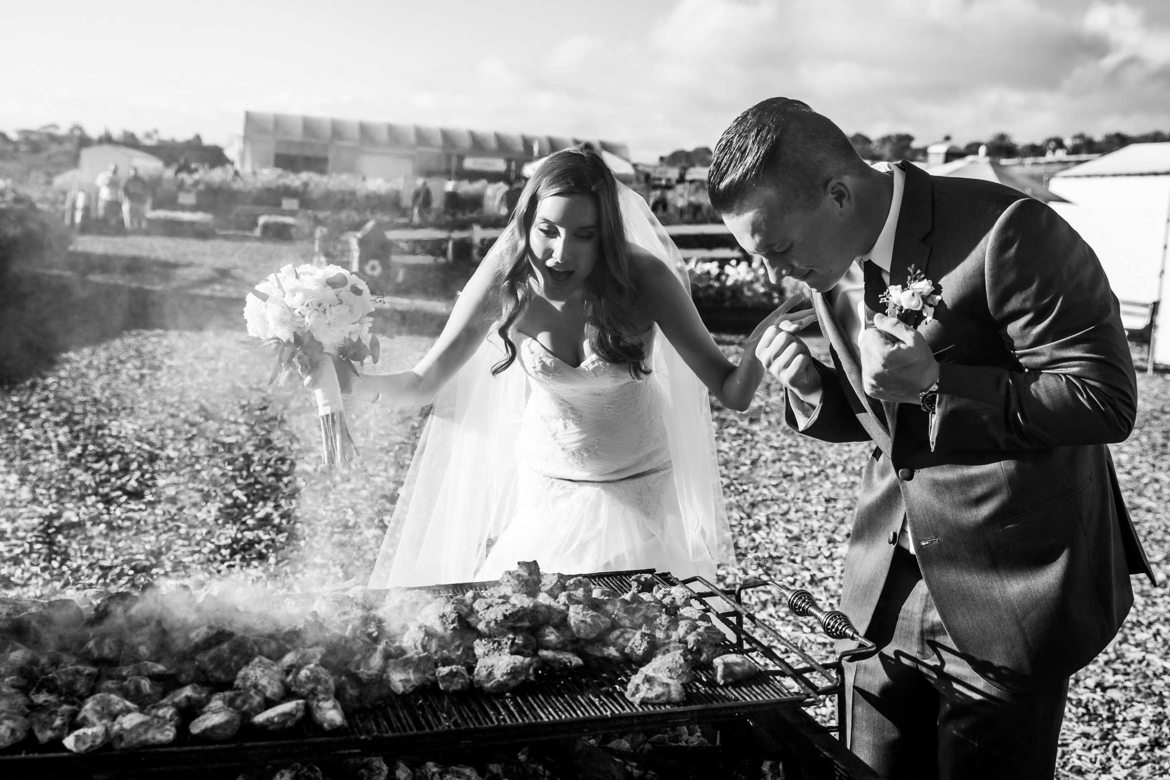 Funny moment at The Flower Fields at Carlsbad Ranch Wedding coordinated by Events by Jackie Fuhrman, Jenna and Kyle Wedding Photo #57 by True Photography