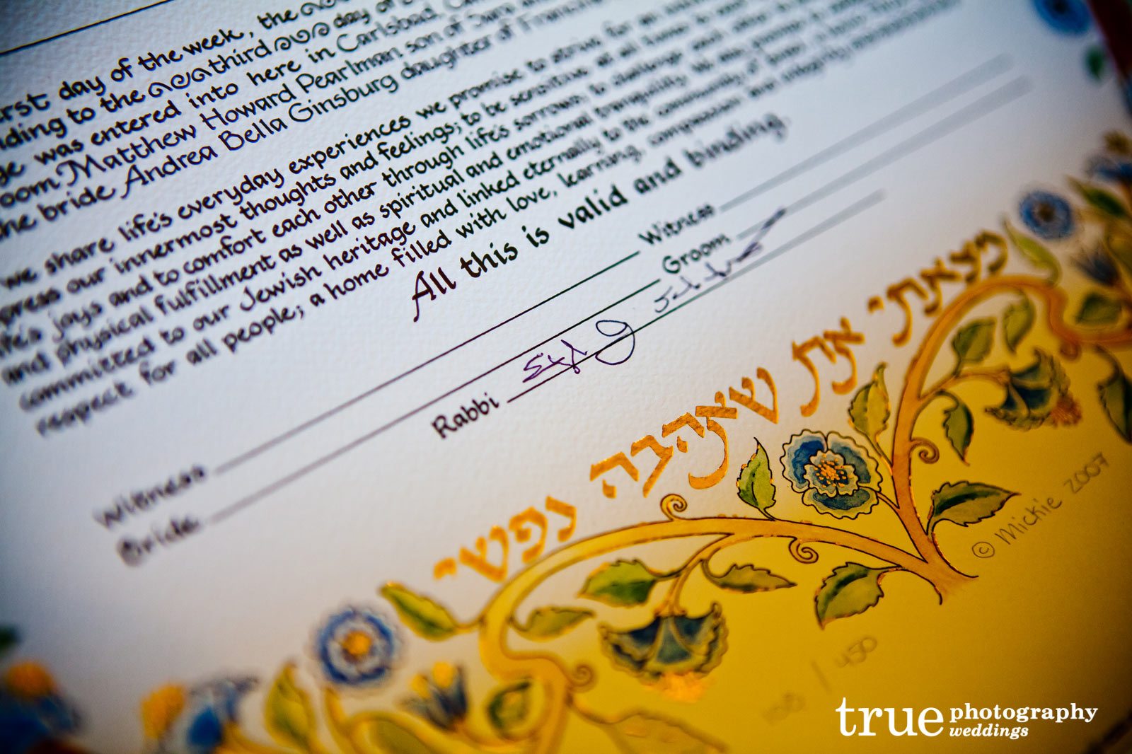 Photographing The Jewish Wedding Ketubah Marriage Contract