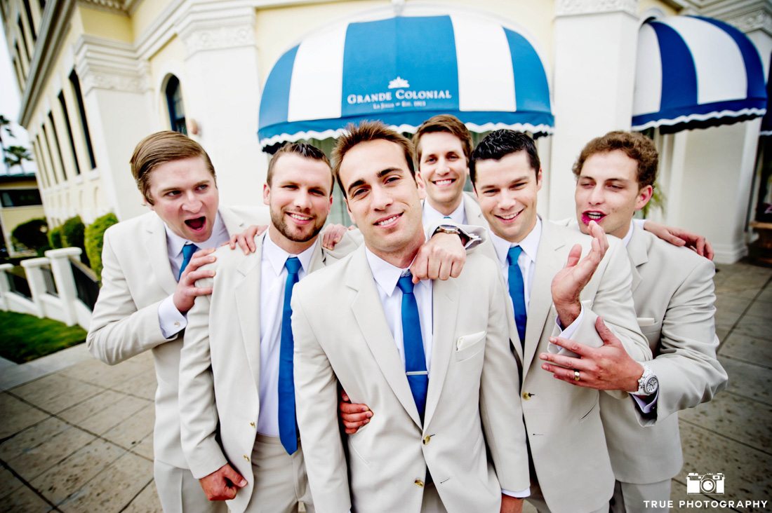 fun group of stylish groomsmen