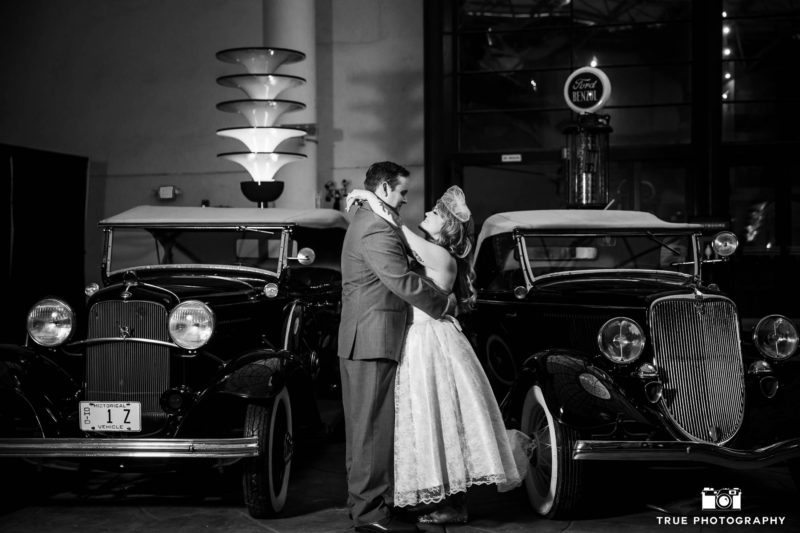 Classic 1950's inspired Bride and Groom with vintage car