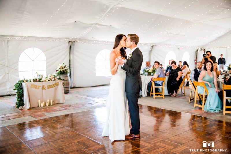 Bride and Groom share first dance during wedding reception