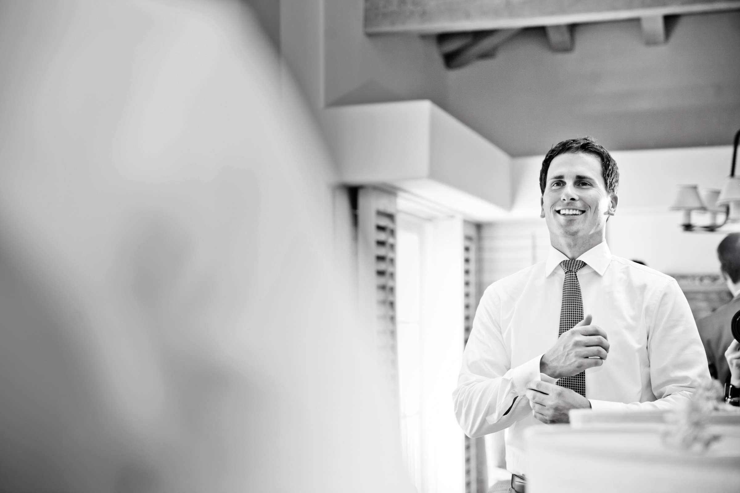 Getting Ready, Black and White photo at La Valencia Wedding coordinated by Love Marks the Spot, Karin and Nick Wedding Photo #29 by True Photography