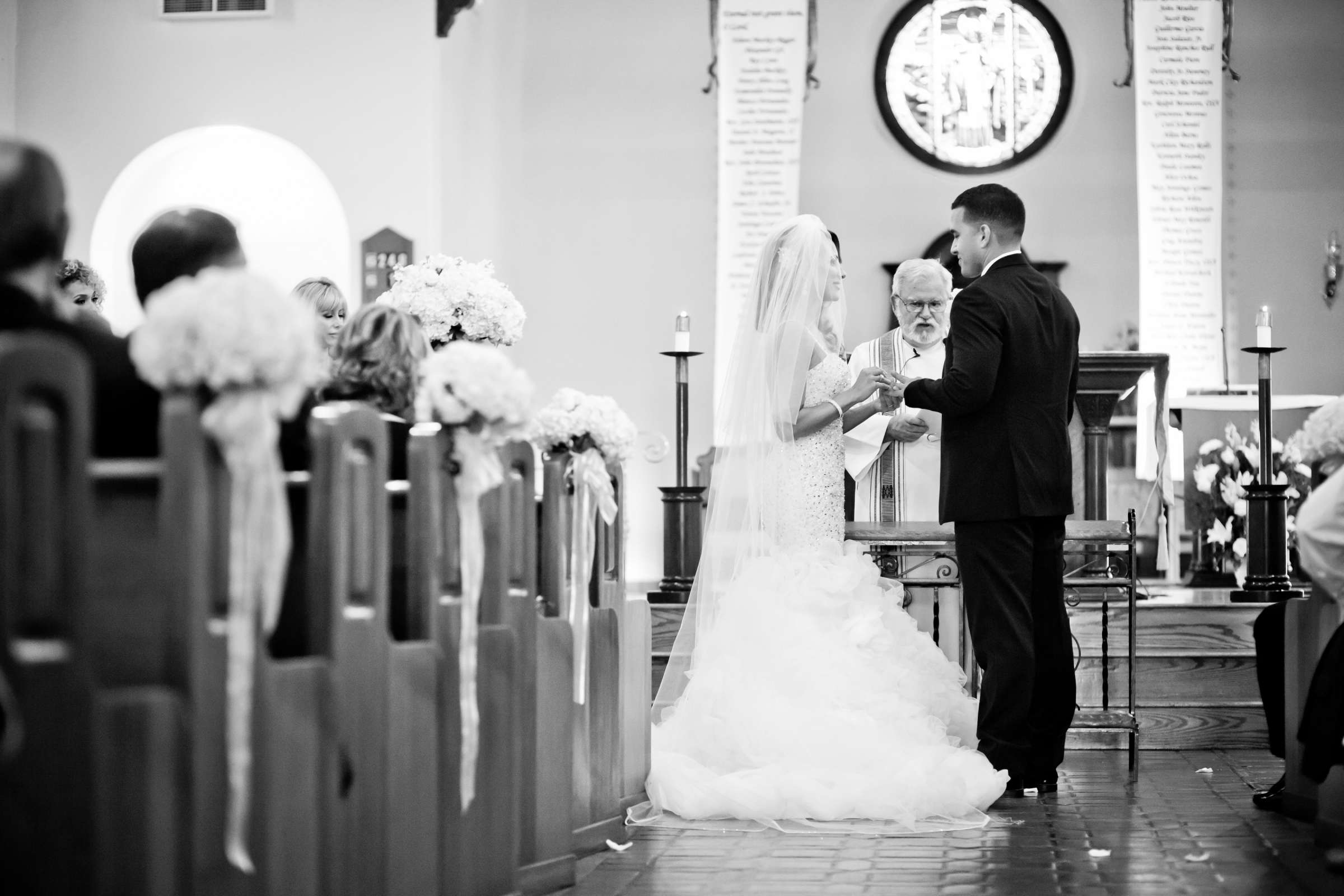 Ceremony, Black and White photo at San Diego Central Library Wedding, Camille and JuanCarlos Wedding Photo #30 by True Photography