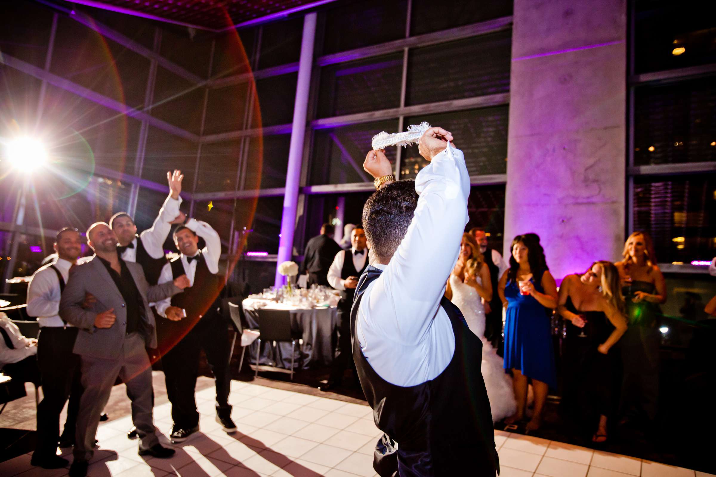 Bouquet and Garter Toss at San Diego Central Library Wedding, Camille and JuanCarlos Wedding Photo #49 by True Photography