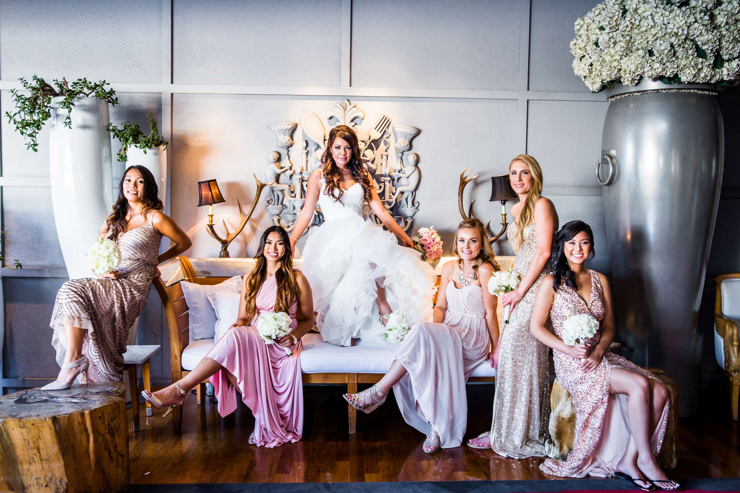 Bridesmaids at SLS Hotel at Beverly Hills Wedding, Justine and Jason Wedding Photo #17 by True Photography