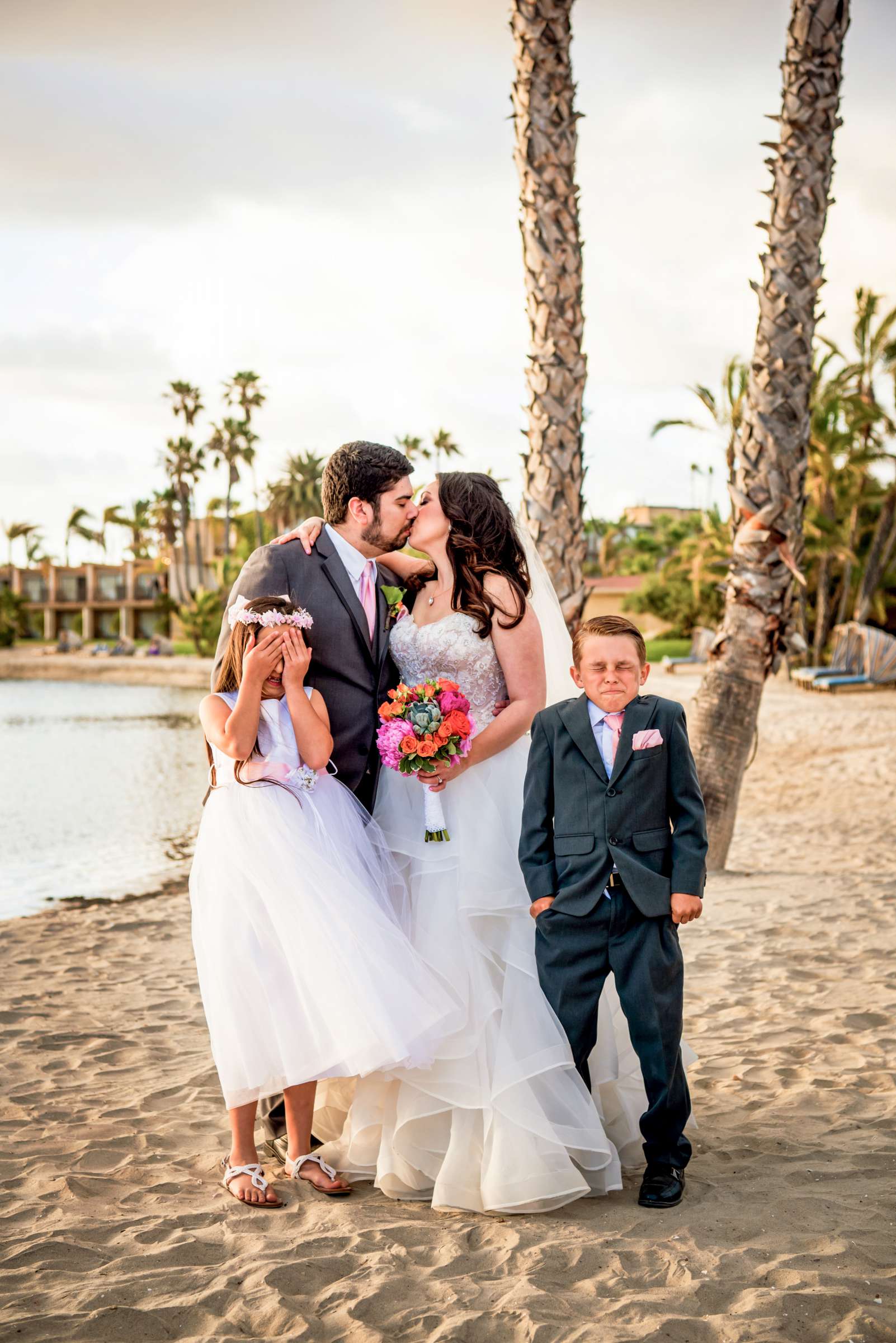 Funny moment at Bahia Hotel Wedding coordinated by A Hundred Hearts, Tiffany and Adam Wedding Photo #11 by True Photography