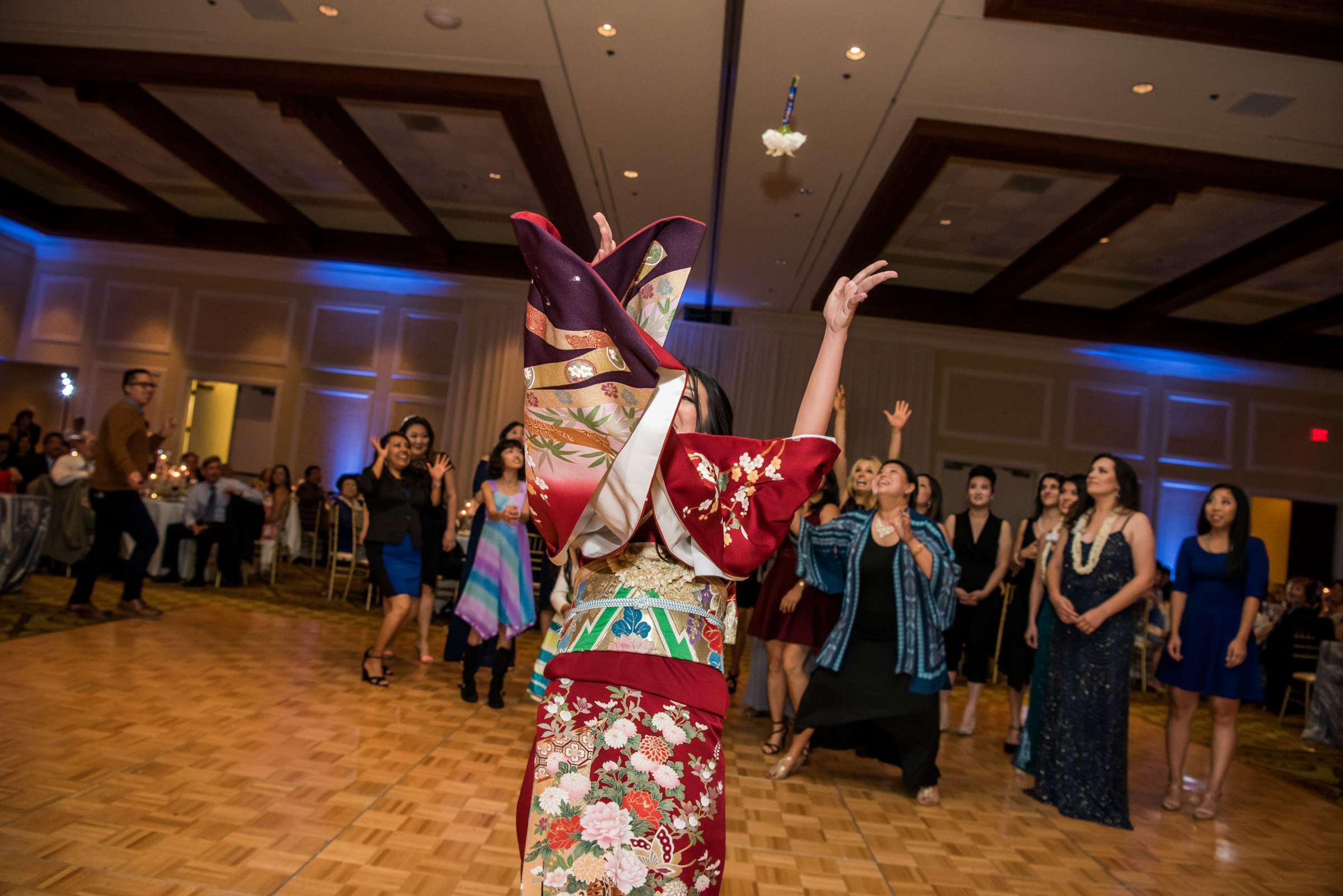 Bouquet and Garter Toss at Hyatt Regency Huntington Beach Wedding coordinated by Mele Amore, Nicole and Bryce Wedding Photo #136 by True Photography