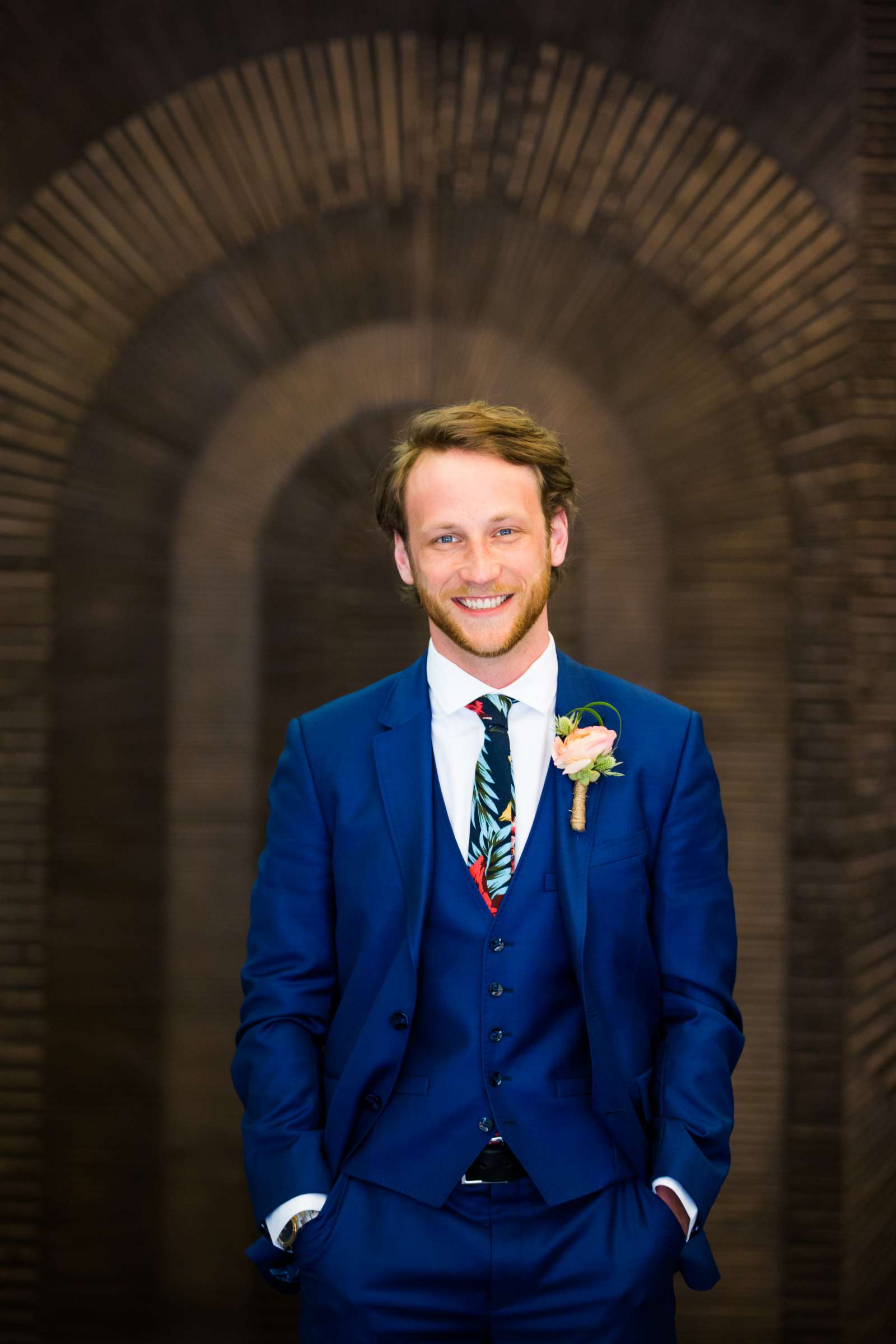 Groom, Formal Portrait at Stone Brewing Liberty Station Wedding, Margaret and Christopher Wedding Photo #6 by True Photography