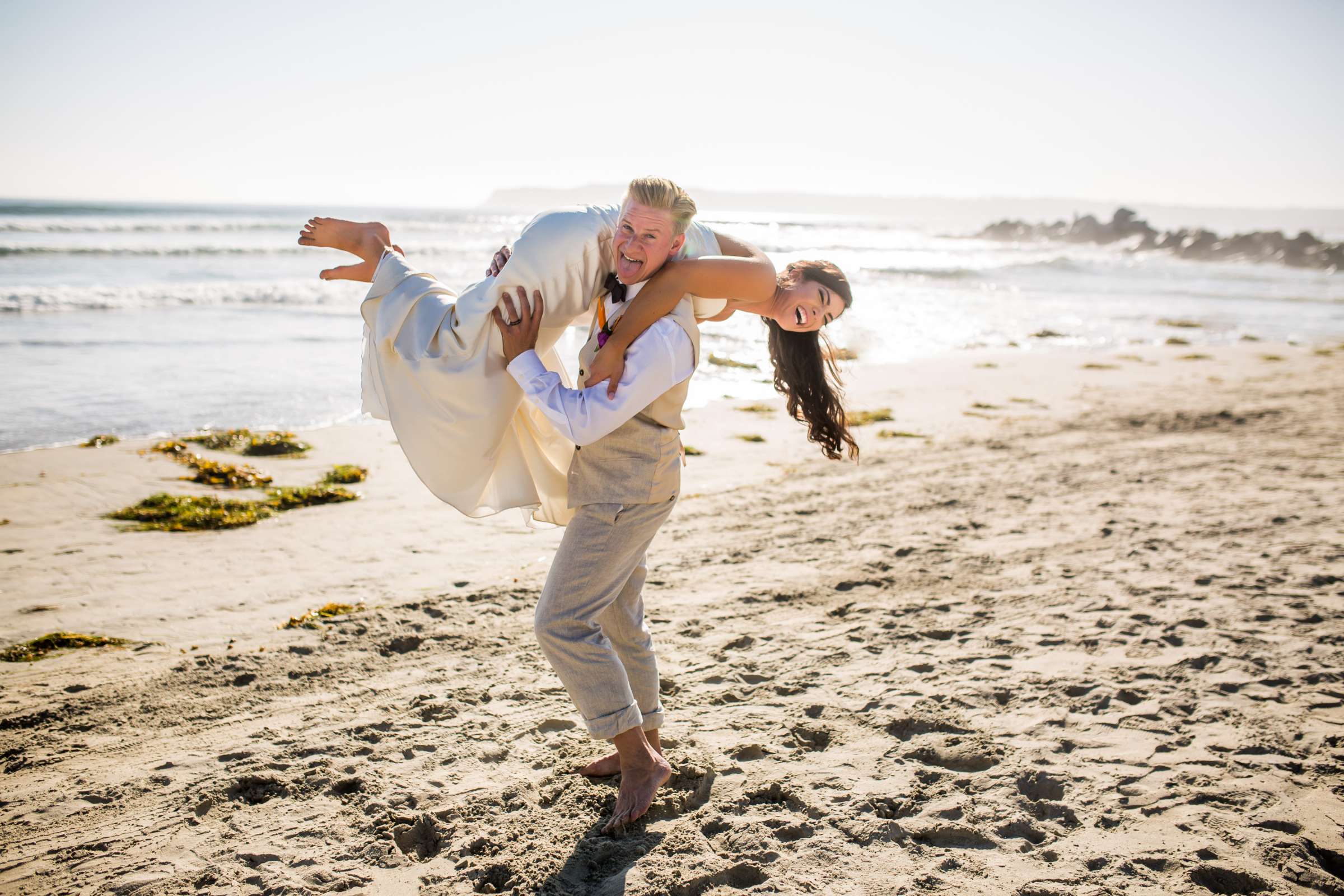 Funny moment at Coronado Community Center Wedding coordinated by Memories by Clarissa, Michelle and Justin Wedding Photo #1 by True Photography