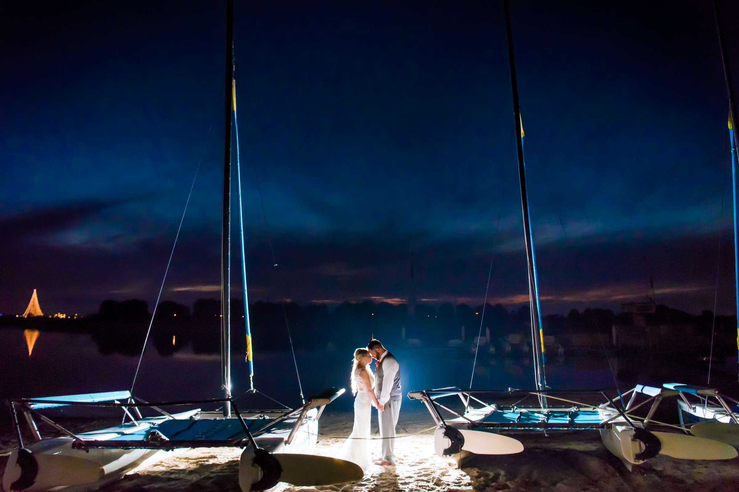 Night Shot at San Diego Mission Bay Resort Wedding, Emily and Jonathan Wedding Photo #1 by True Photography