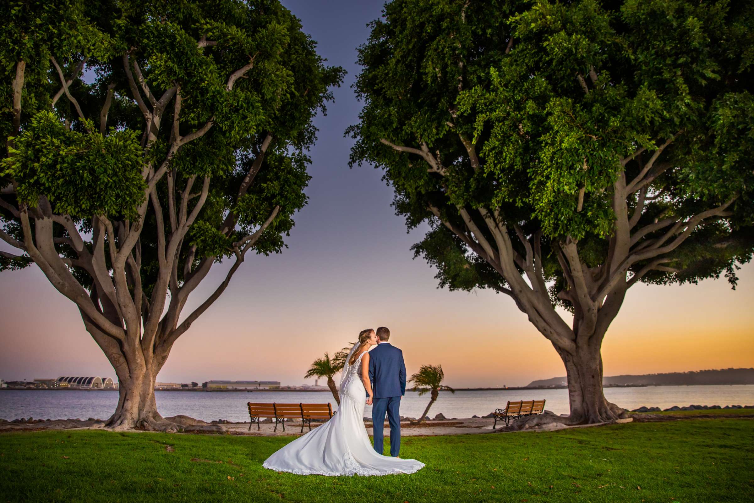 Sunset at Harbor View Loft Wedding coordinated by Personal Touch Dining, Josh and Summer Wedding Photo #1 by True Photography